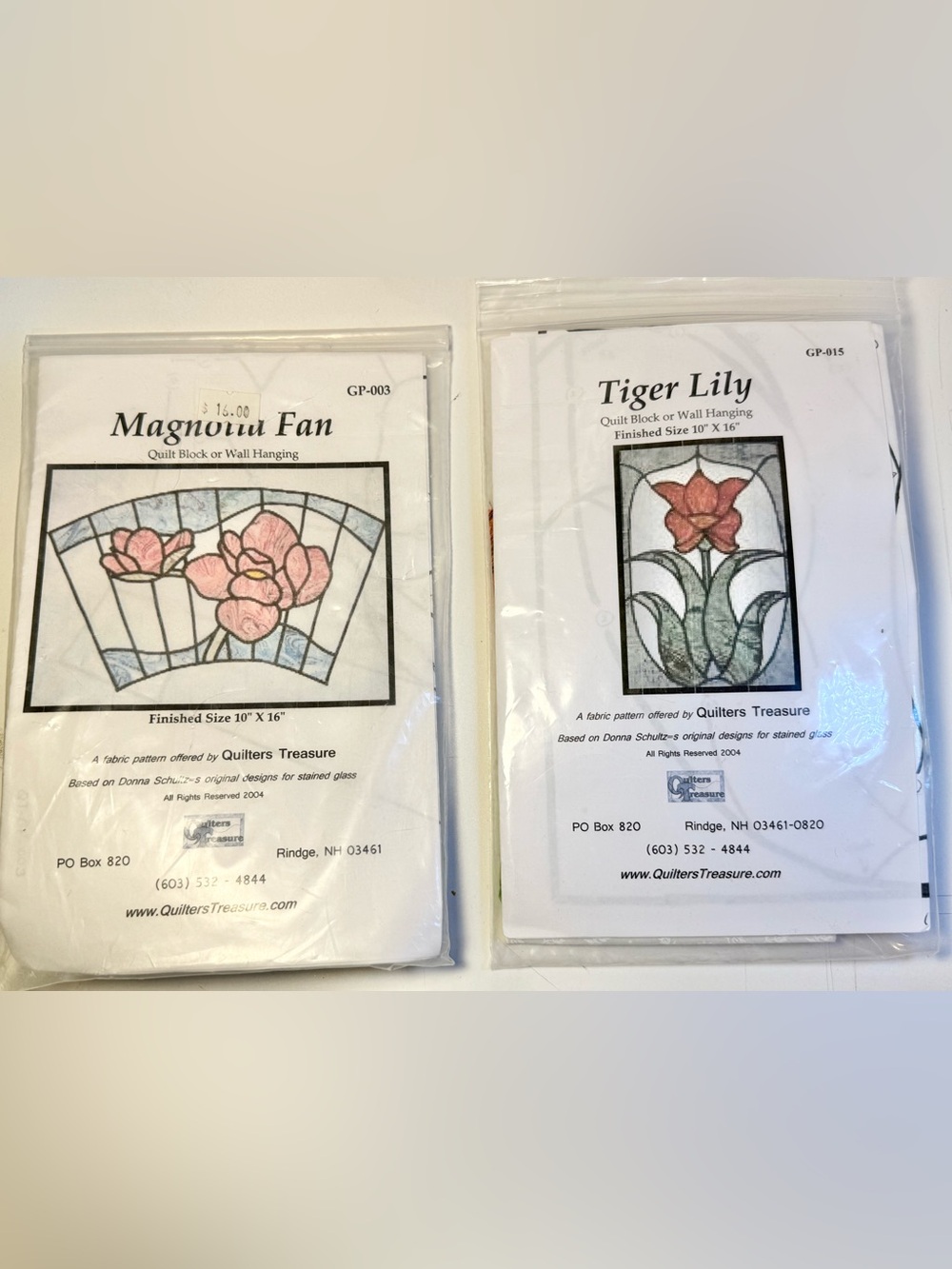 Tiger Lily and Magnolia Fan quilt block or wall hanging 10X16” fabric pattern
